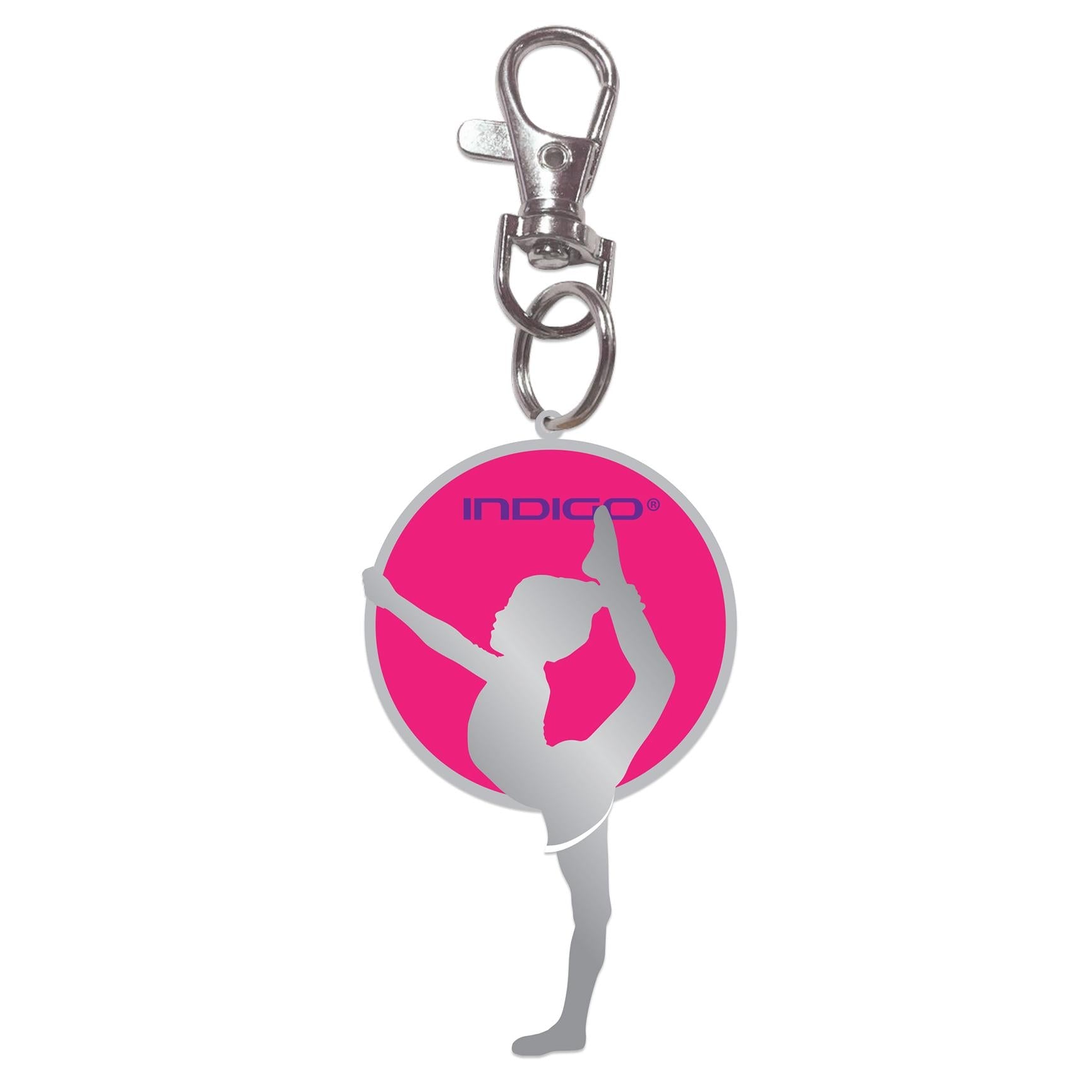 Girl Keychain with Indigo White-Pink Ring