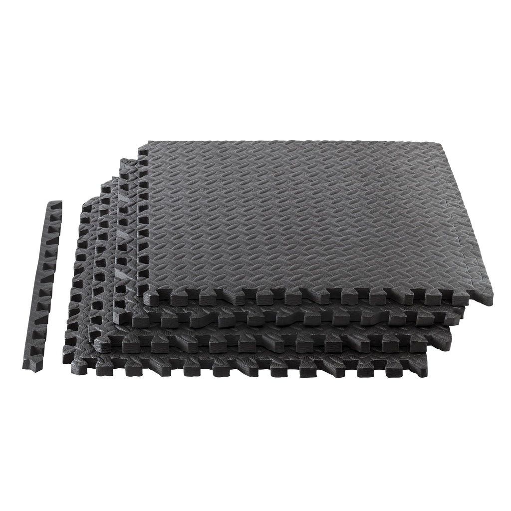 INDIGO Puzzle Gym Exercise and Fitness Mat, 4 Units, 60*60*2 cm, Black
