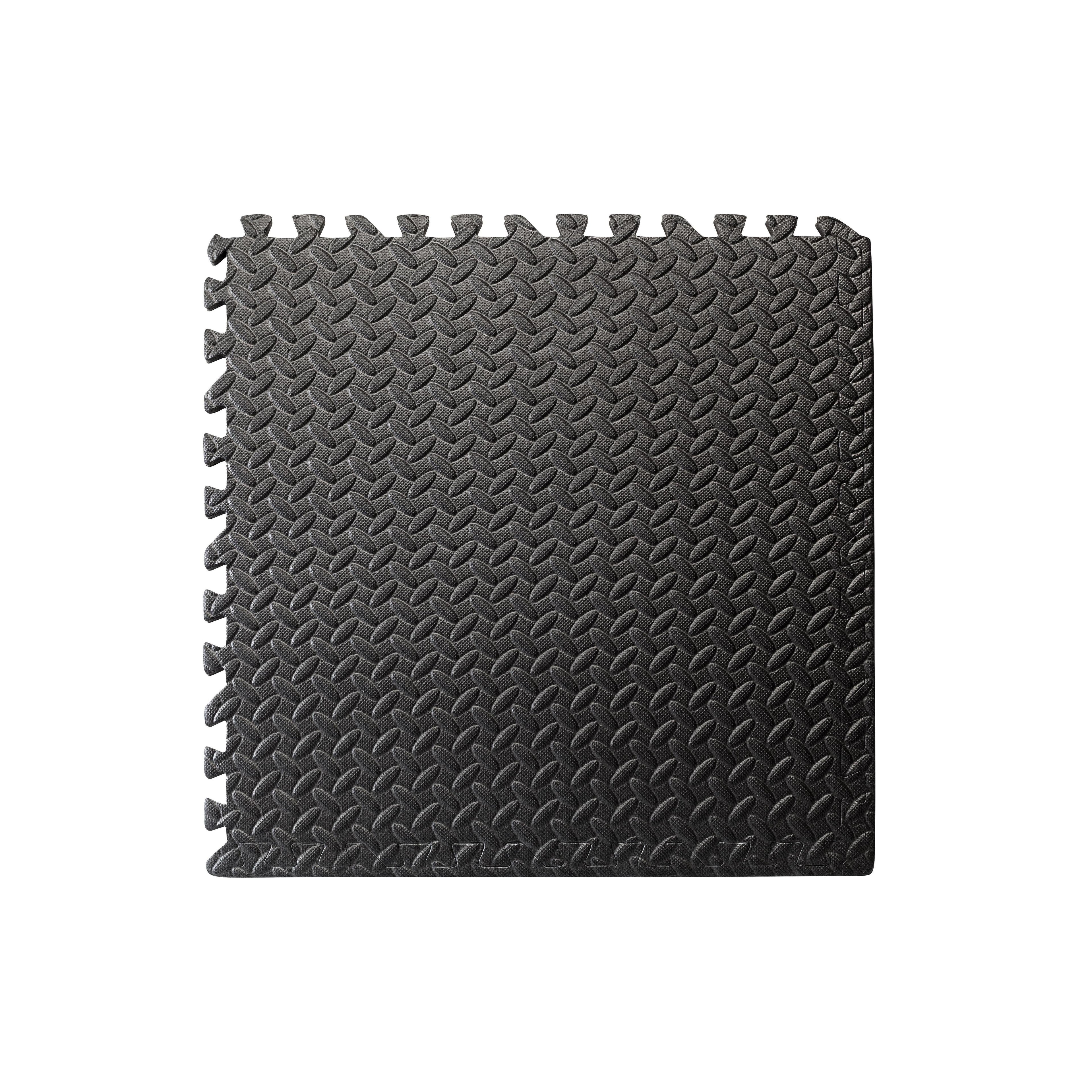 INDIGO Puzzle Gym Exercise and Fitness Mat, 4 Units, 60*60*2 cm, Black
