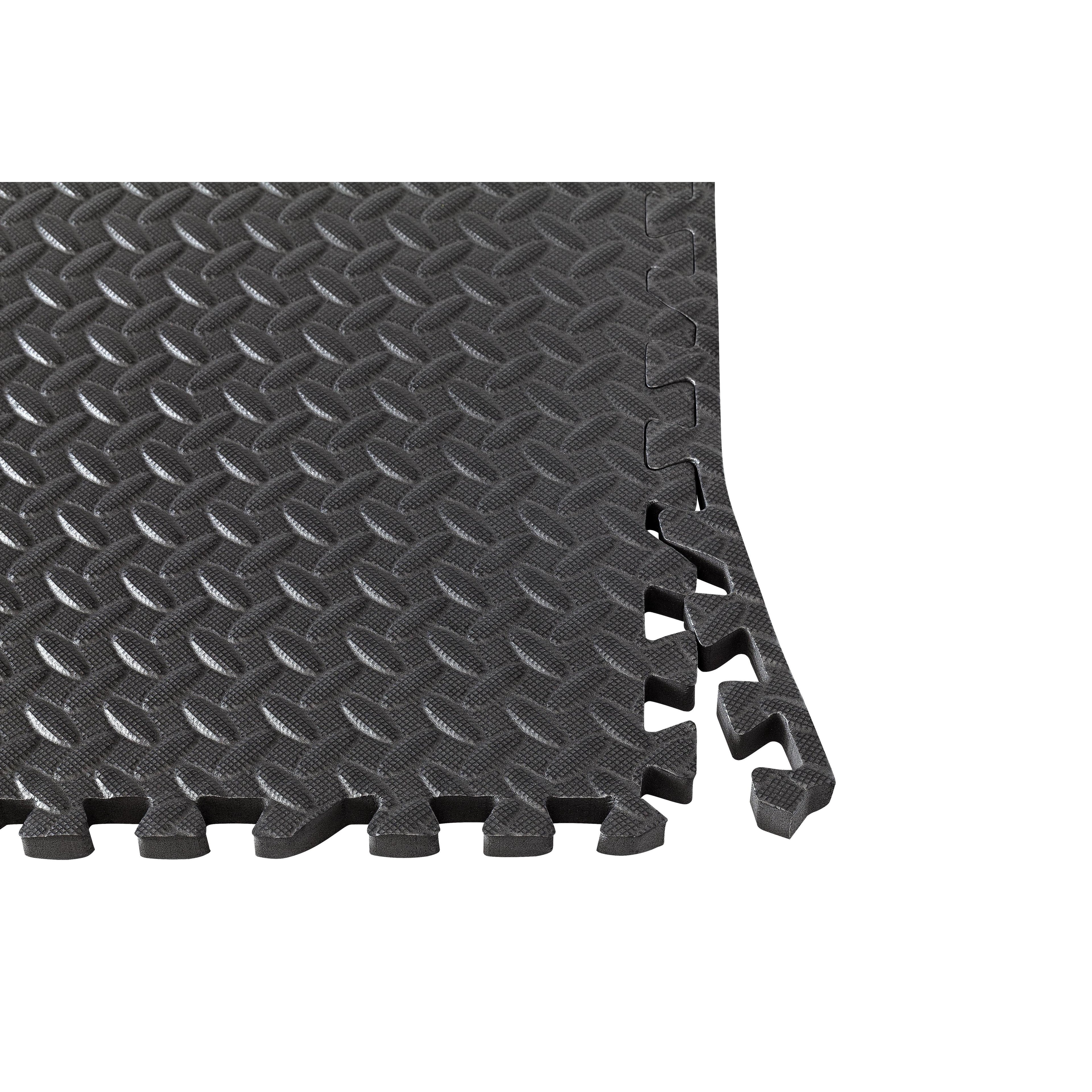 INDIGO Puzzle Gym Exercise and Fitness Mat, 4 Units, 60*60*2 cm, Black