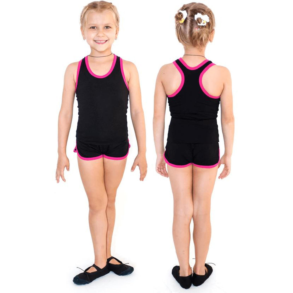 INDIGO Black-Fuchsia Trim Tank Top
