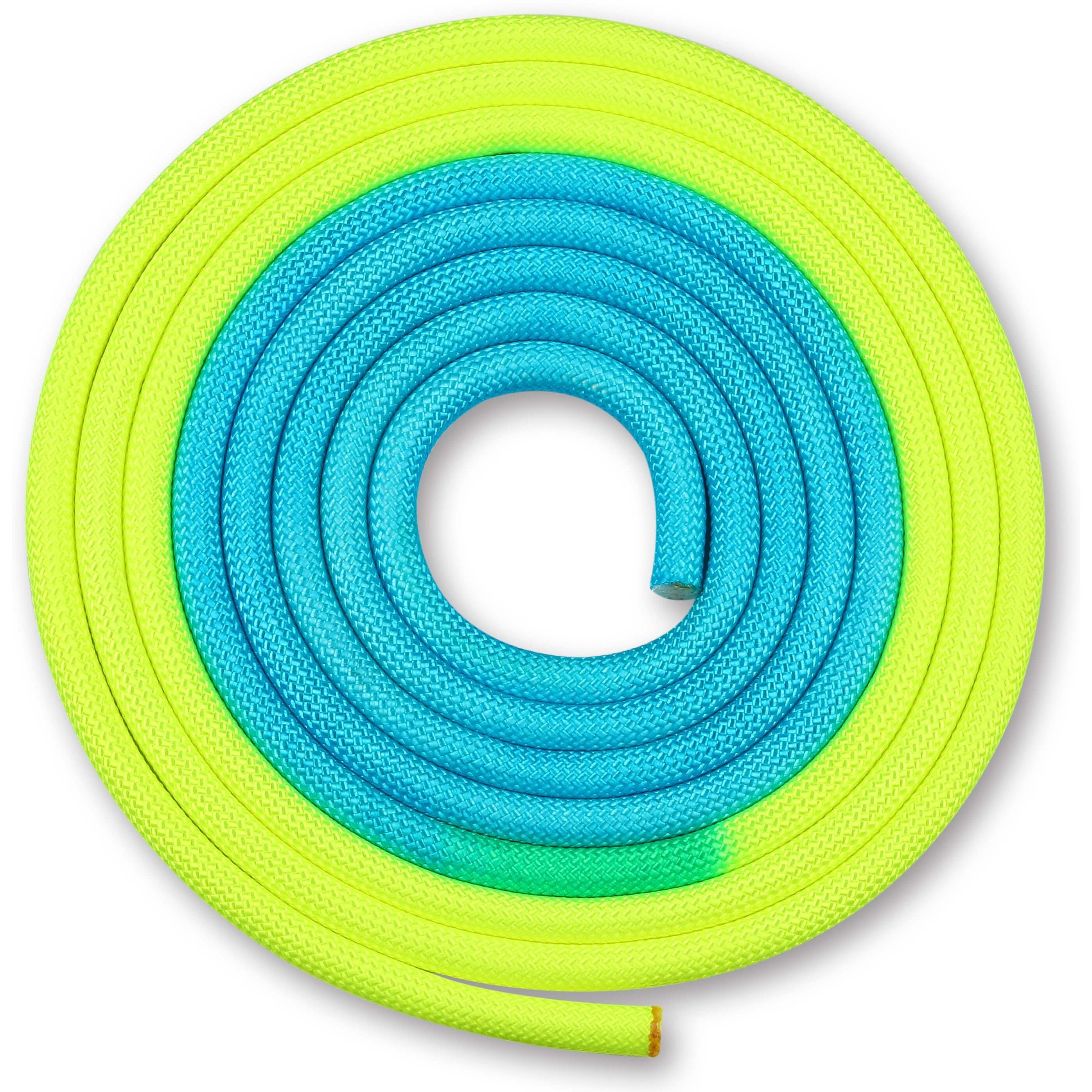 Weighted Rhythmic Gymnastics Rope 165g INDIGO Bicolor 3m Yellow-Blue