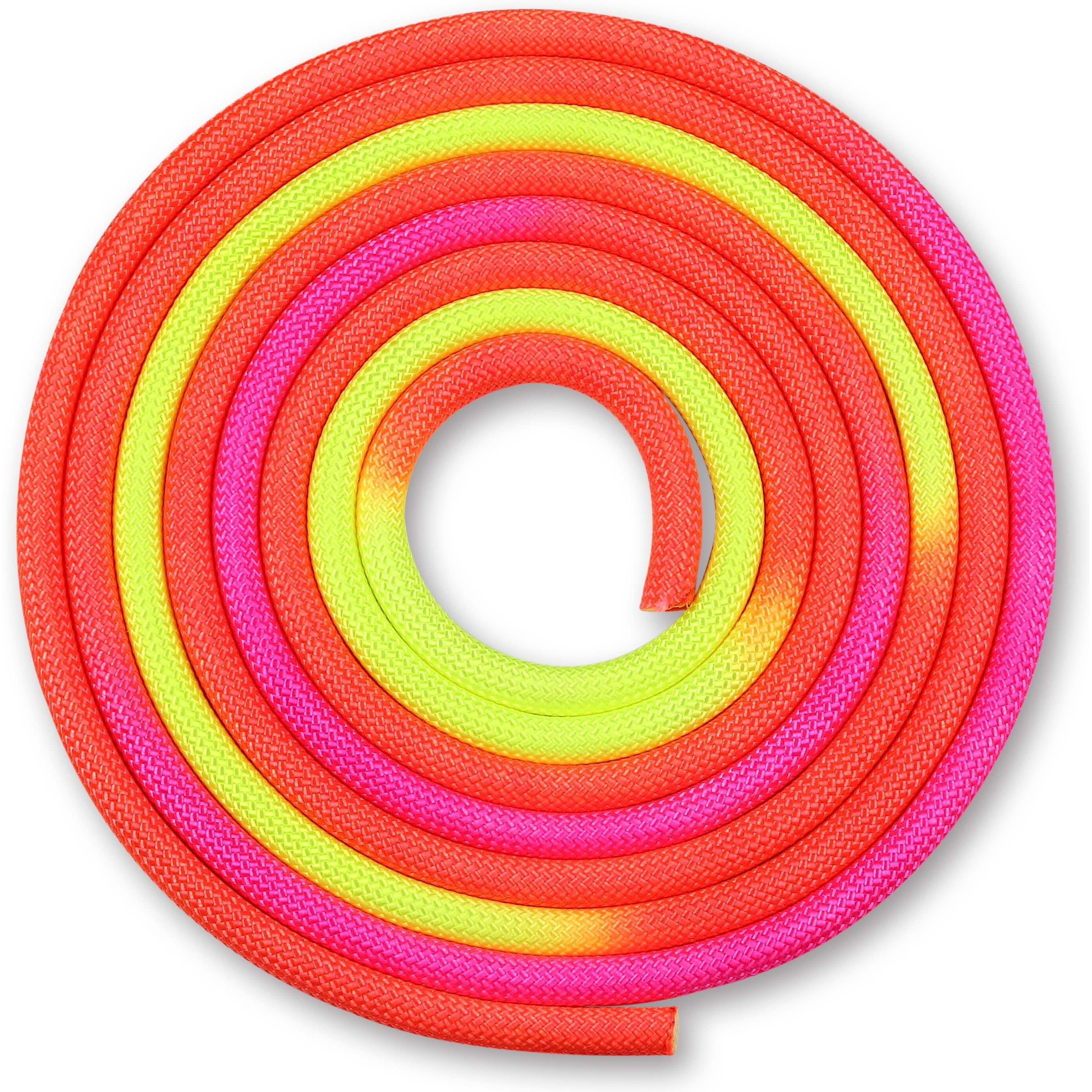 Weighted Rhythmic Gymnastics Rope 165g INDIGO Tricolor 3m Red-Yellow-Pink