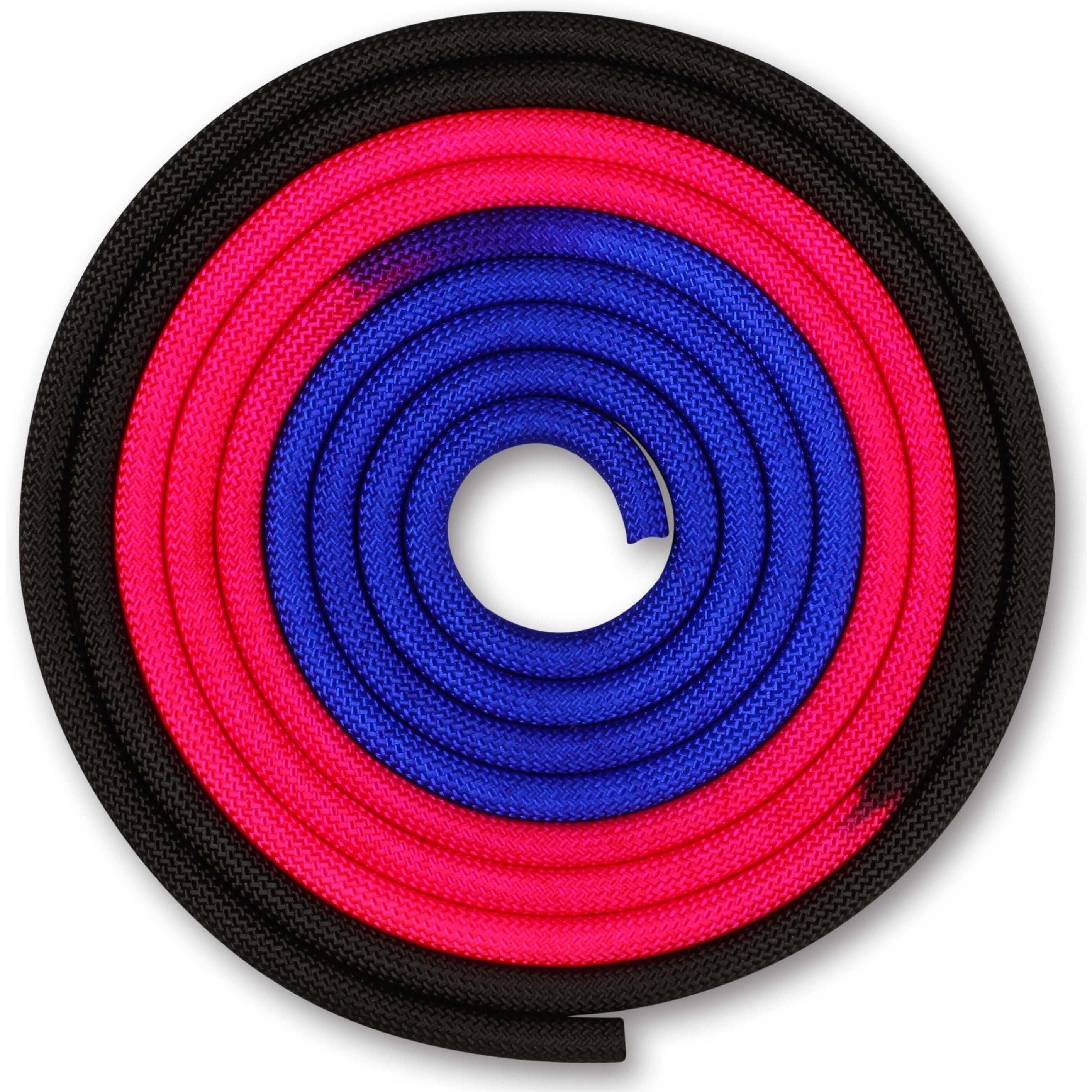 Weighted Rhythmic Gymnastics Rope 165gr. INDIGO Tricolor 3m Blue-Pink-Black