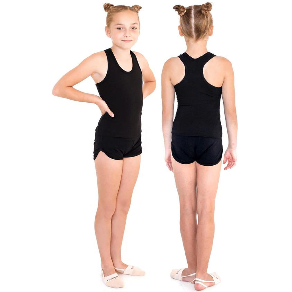 Girls' Gymnastics Shorts with INDIGO Black Trim