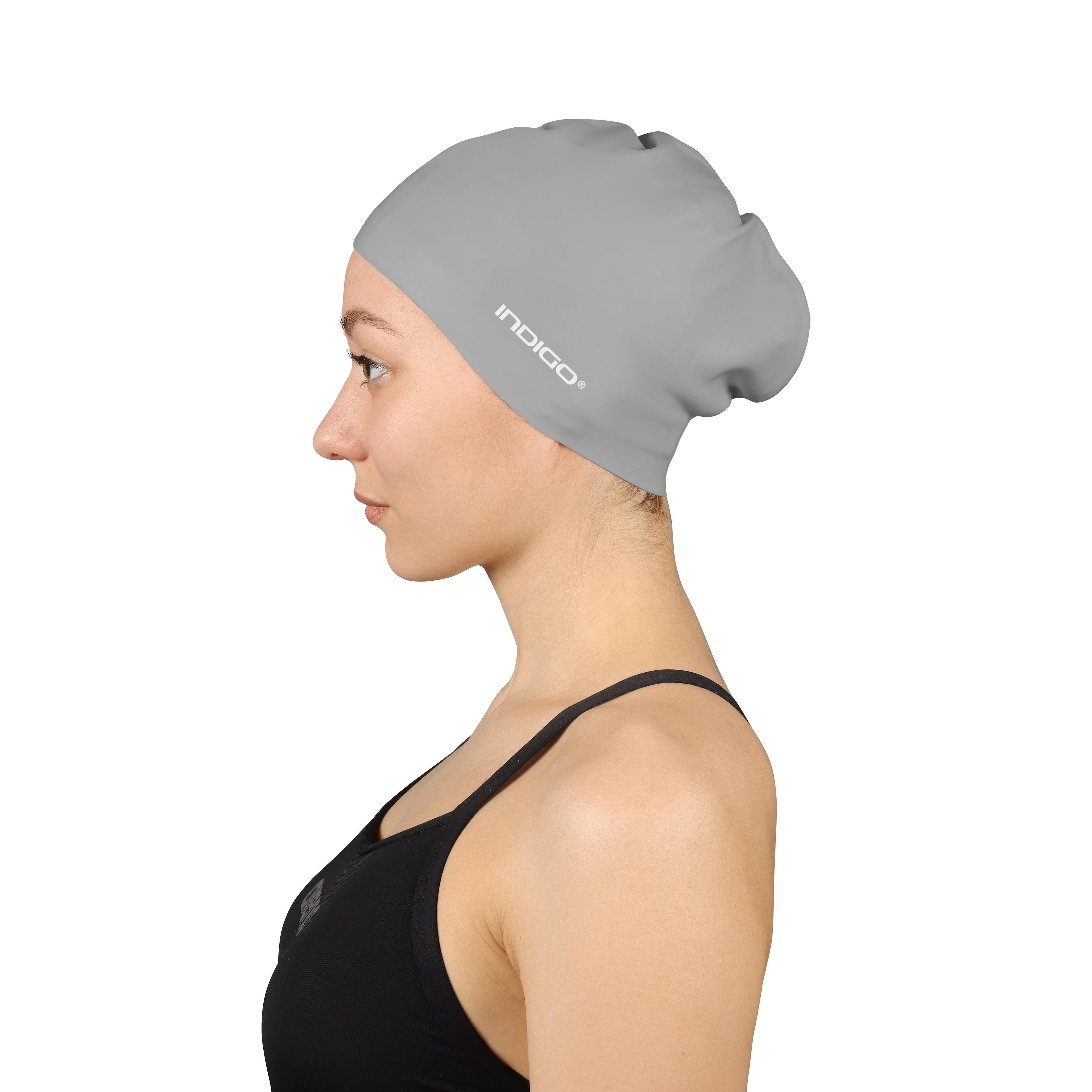 INDIGO Silicone Swimming Cap for Long Hair
