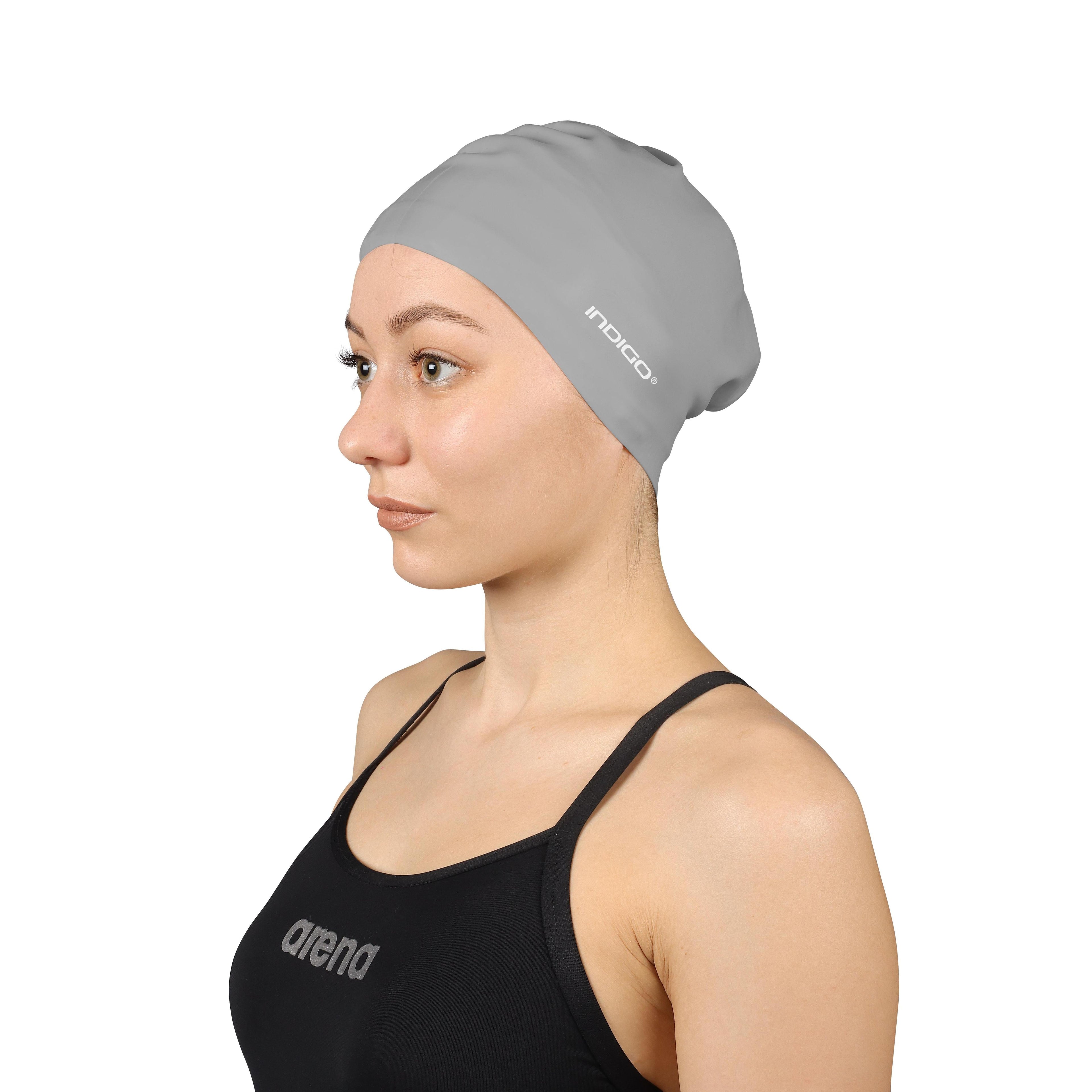 INDIGO Silicone Swimming Cap for Long Hair