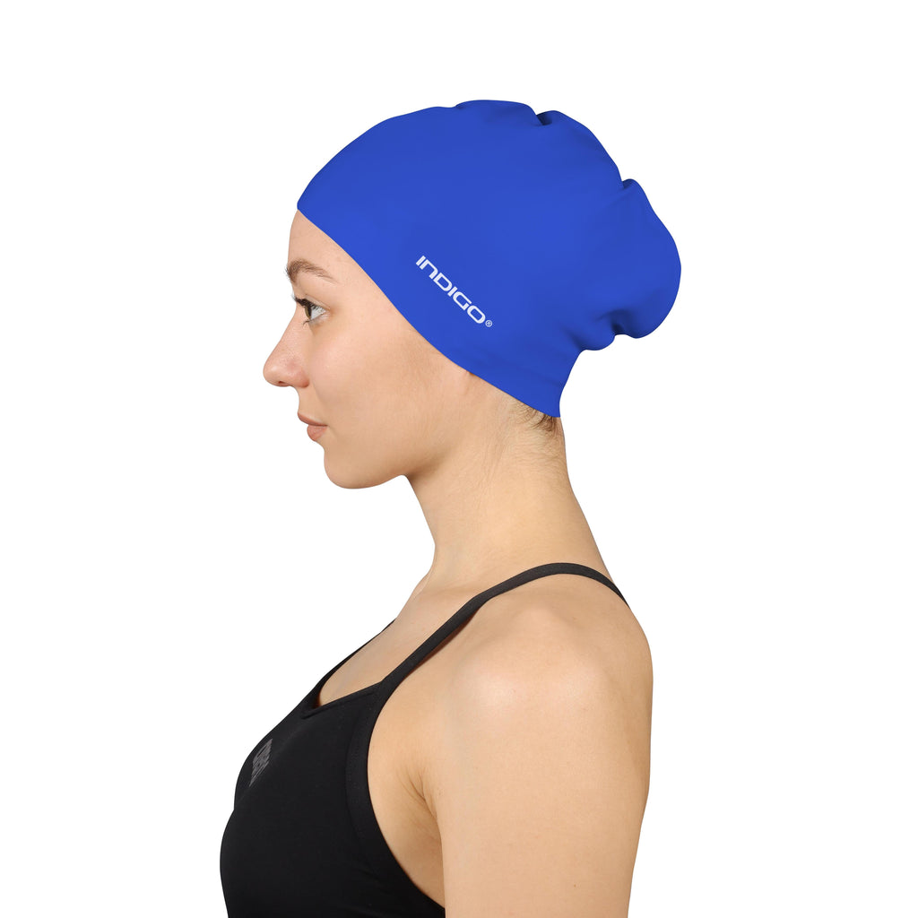 INDIGO Silicone Swimming Cap for Long Hair