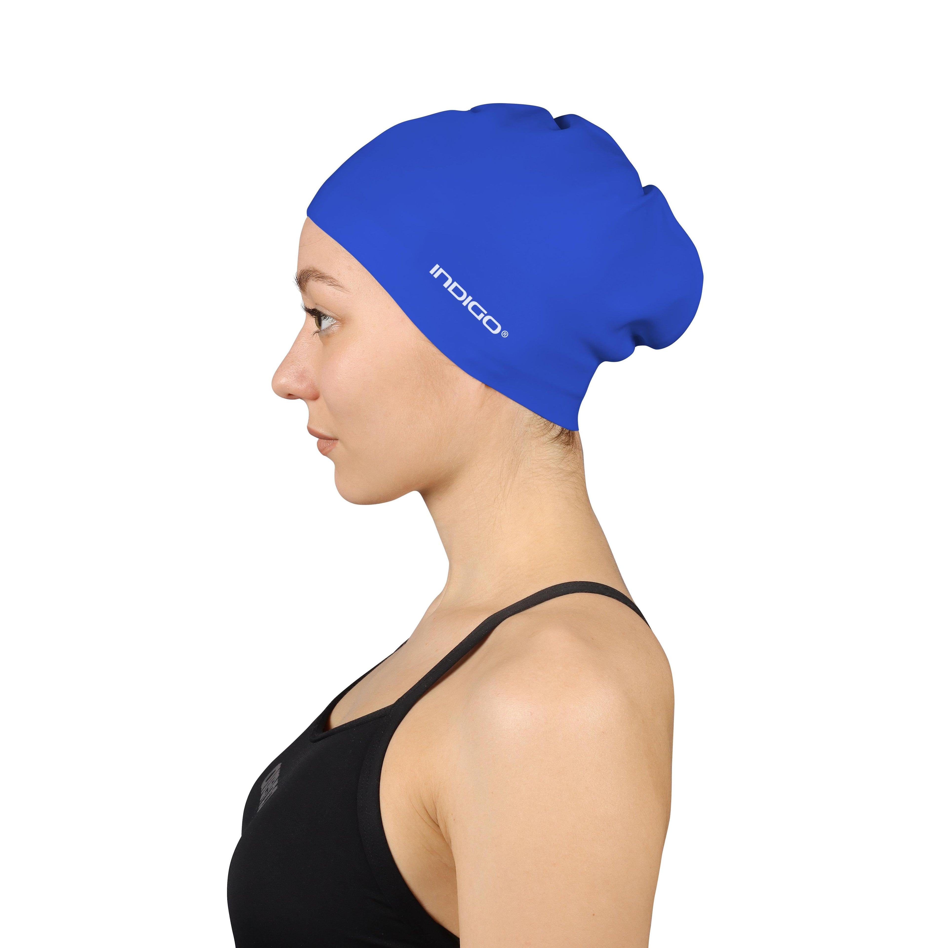 INDIGO Silicone Swimming Cap for Long Hair