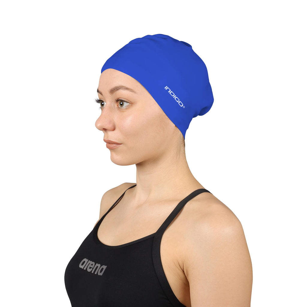 INDIGO Silicone Swimming Cap for Long Hair