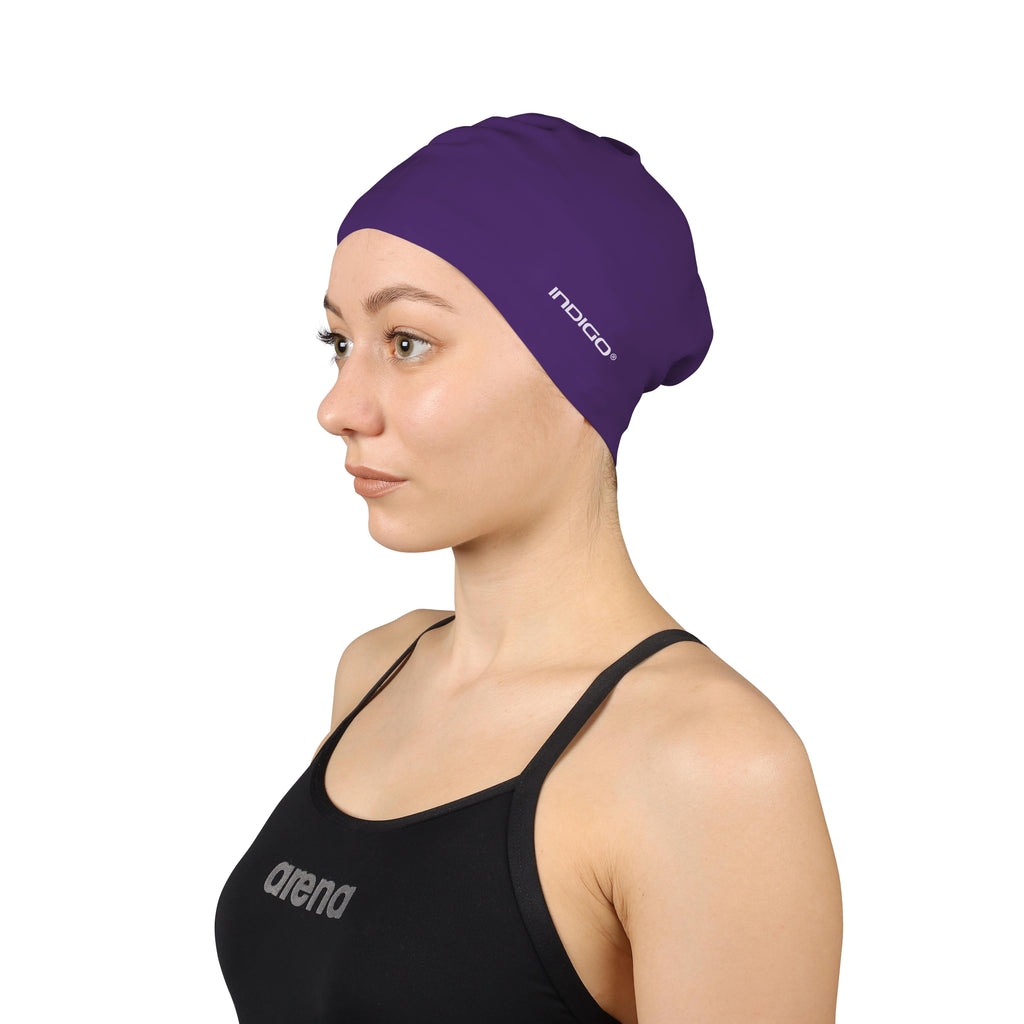 INDIGO Silicone Swimming Cap for Long Hair