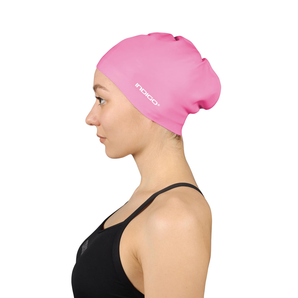 INDIGO Silicone Swimming Cap for Long Hair