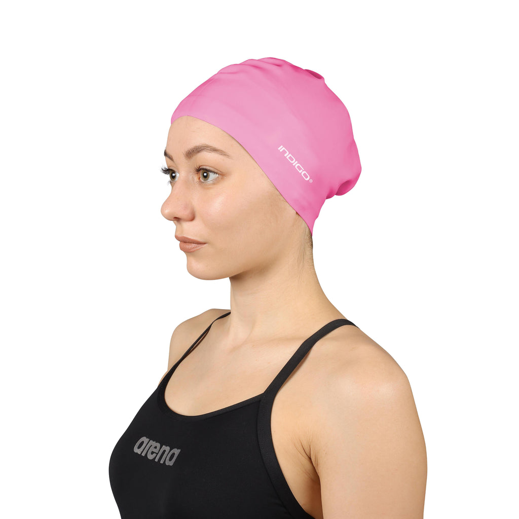 INDIGO Silicone Swimming Cap for Long Hair