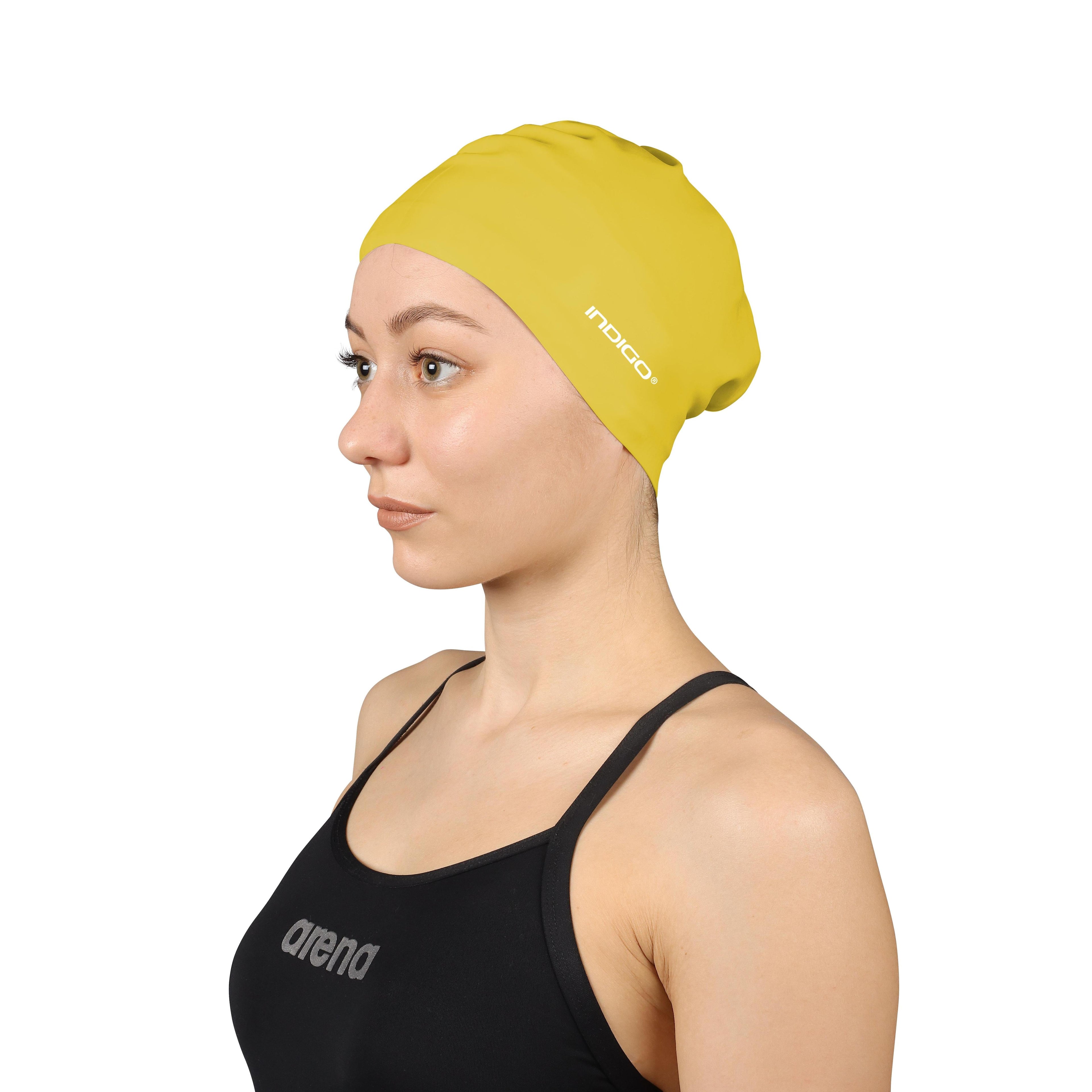 INDIGO Silicone Swimming Cap for Long Hair