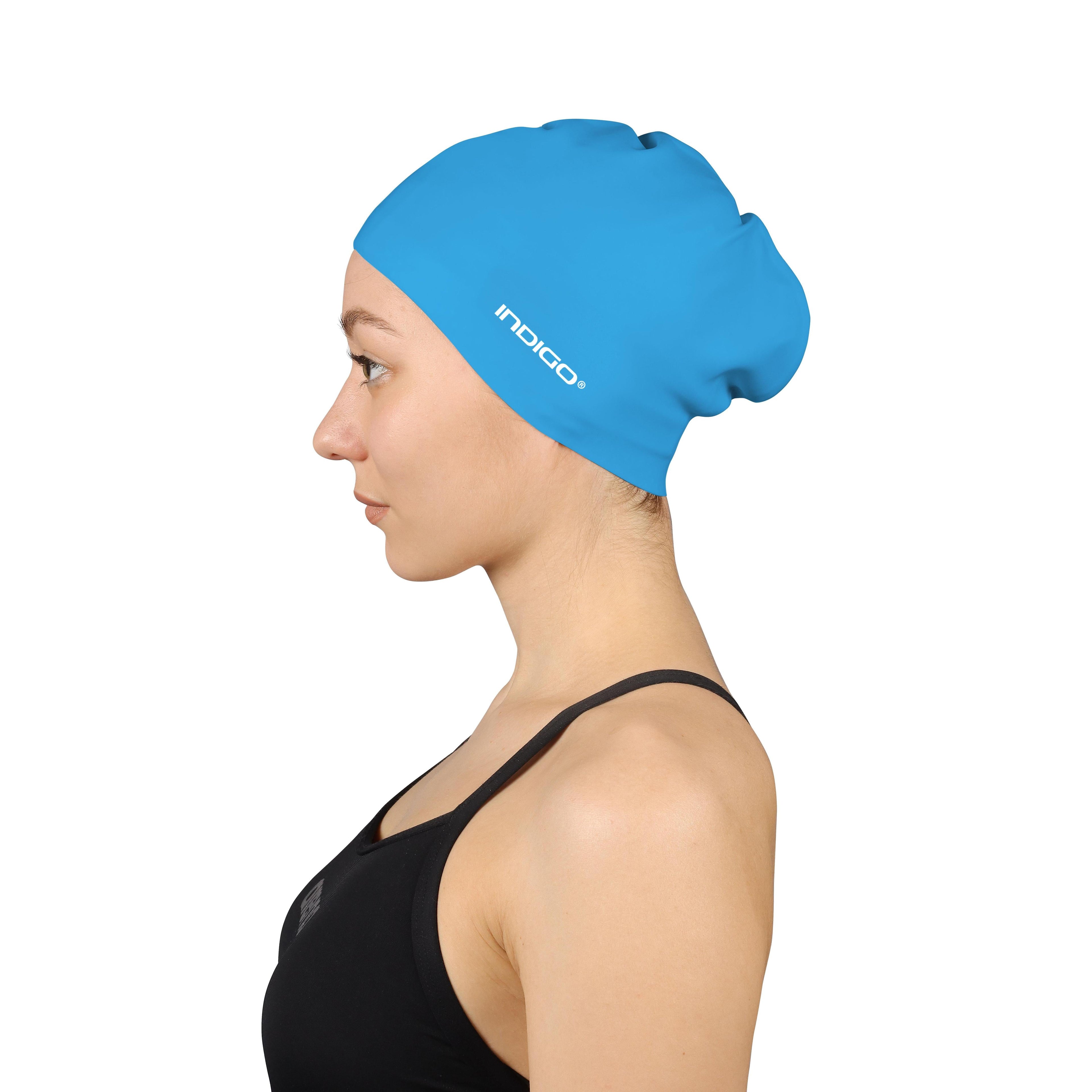 INDIGO Silicone Swimming Cap for Long Hair
