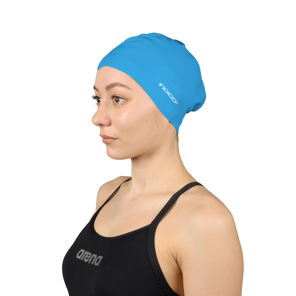 INDIGO Silicone Swimming Cap for Long Hair