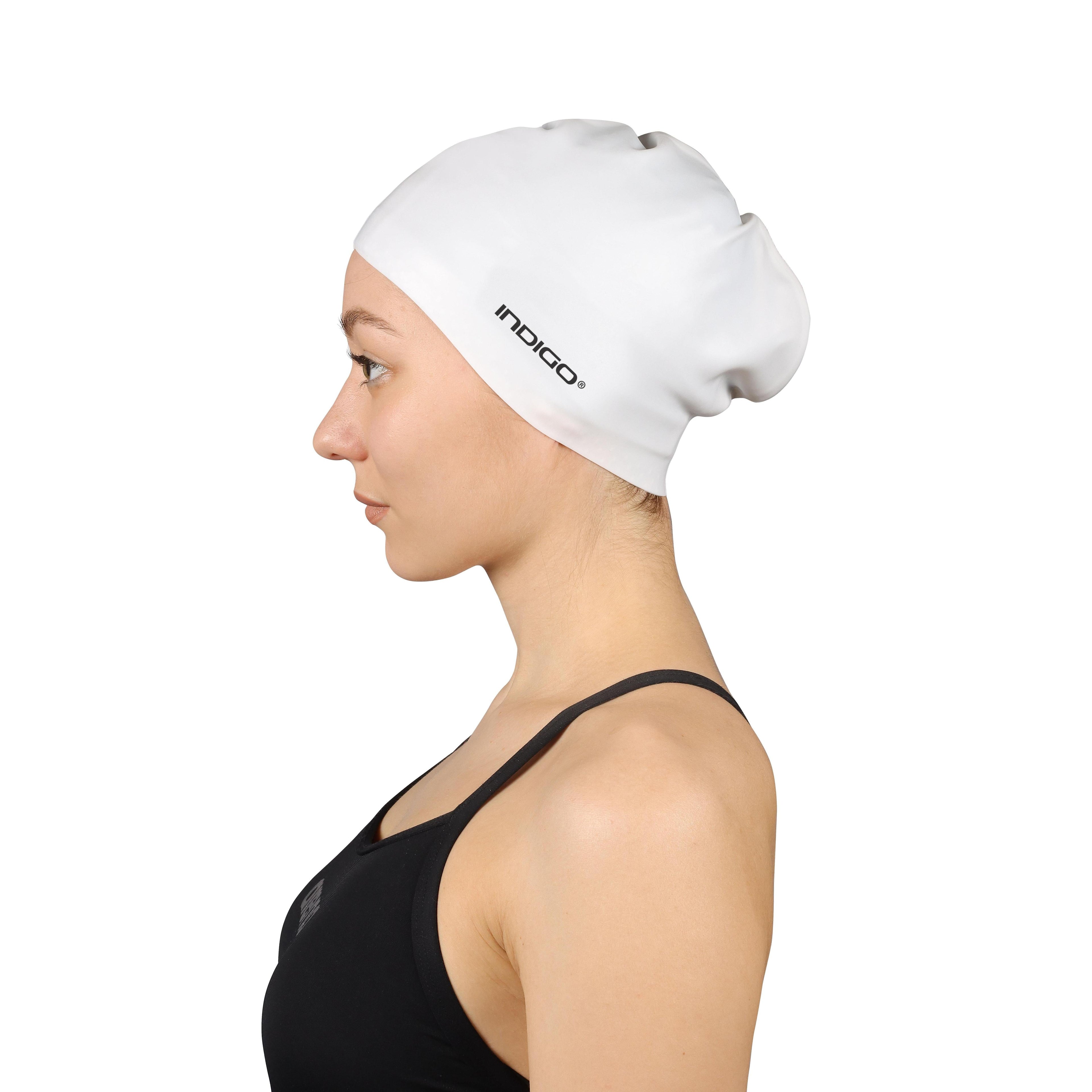 INDIGO Silicone Swimming Cap for Long Hair