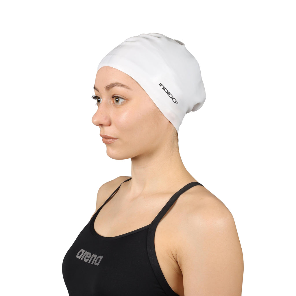 INDIGO Silicone Swimming Cap for Long Hair