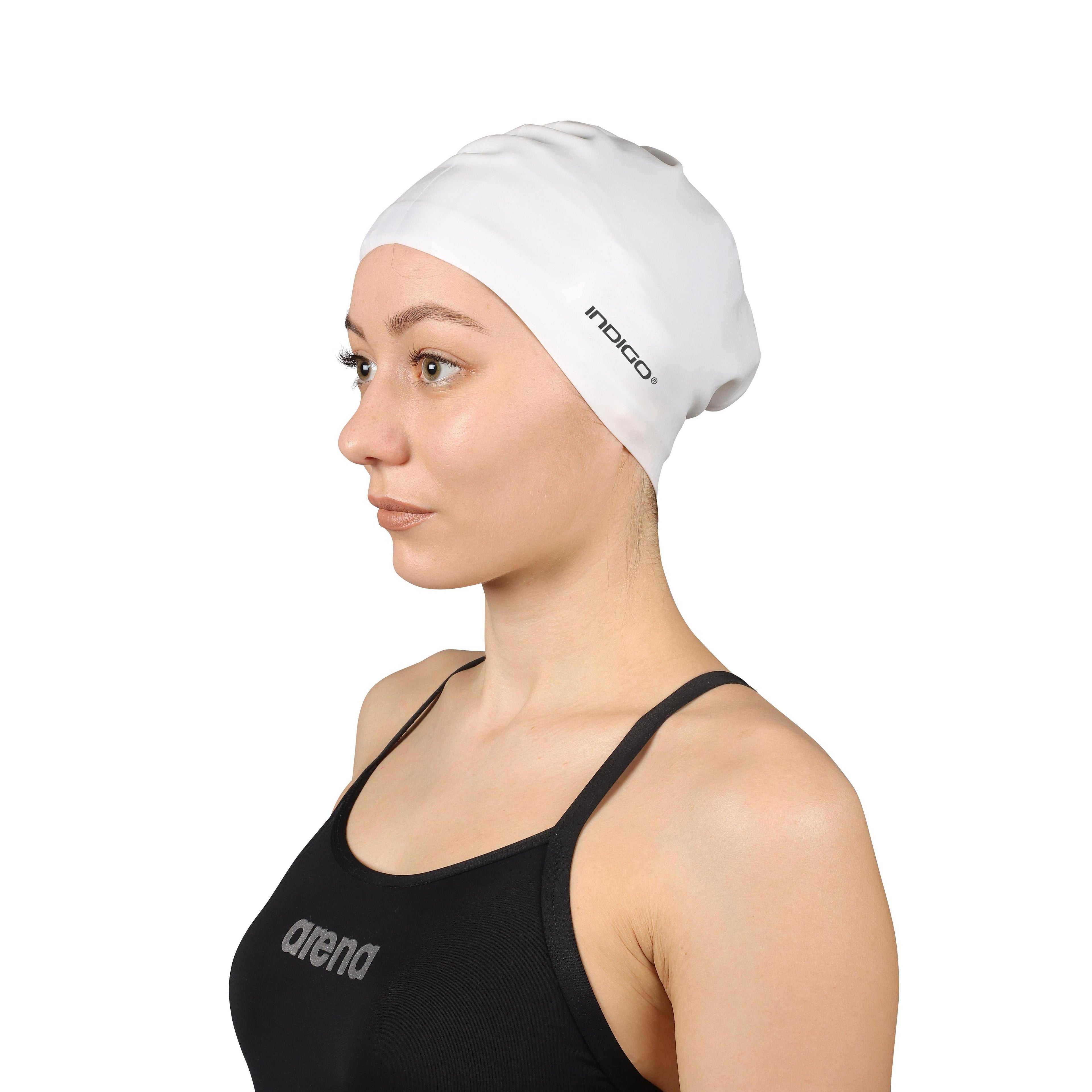INDIGO Silicone Swimming Cap for Long Hair