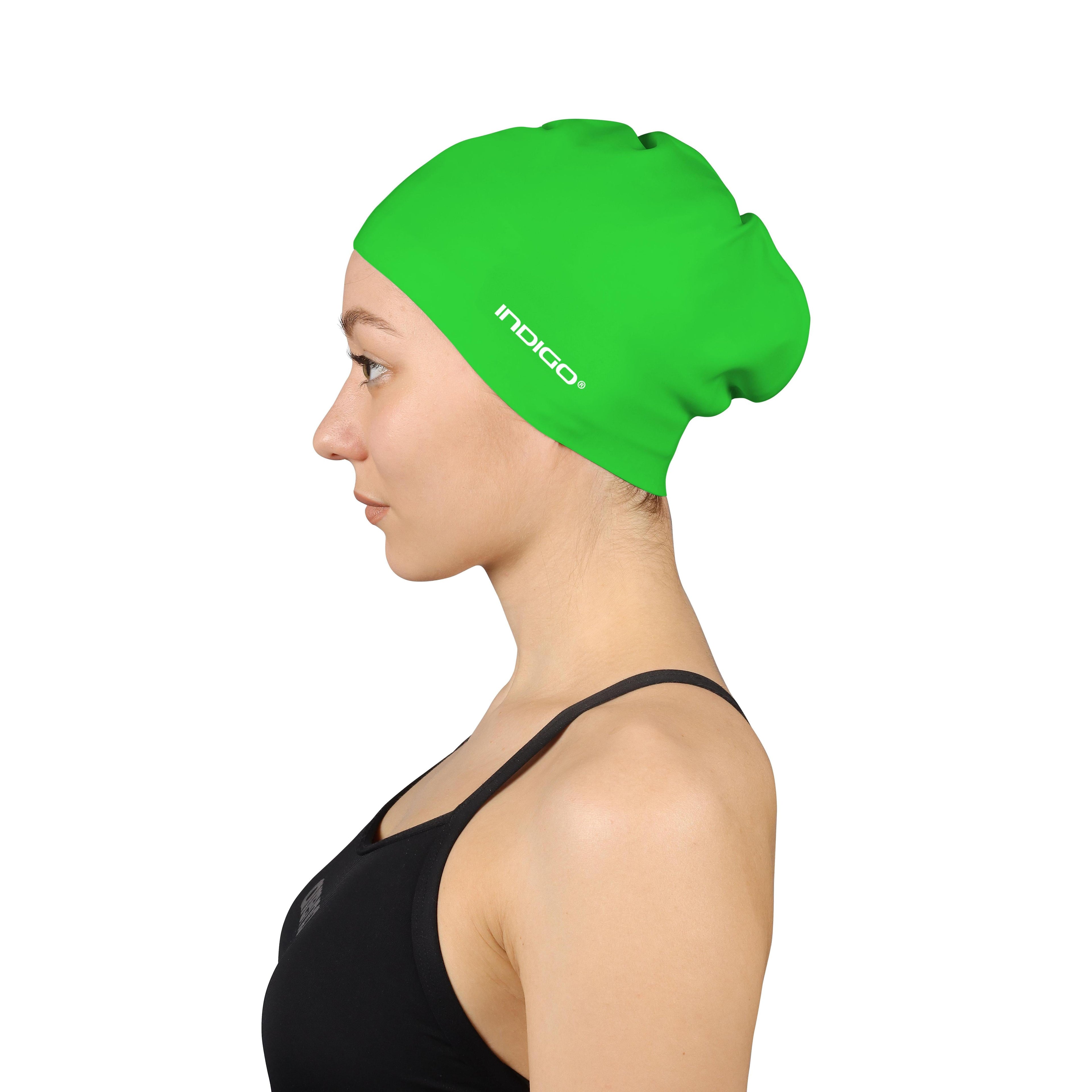 INDIGO Silicone Swimming Cap for Long Hair