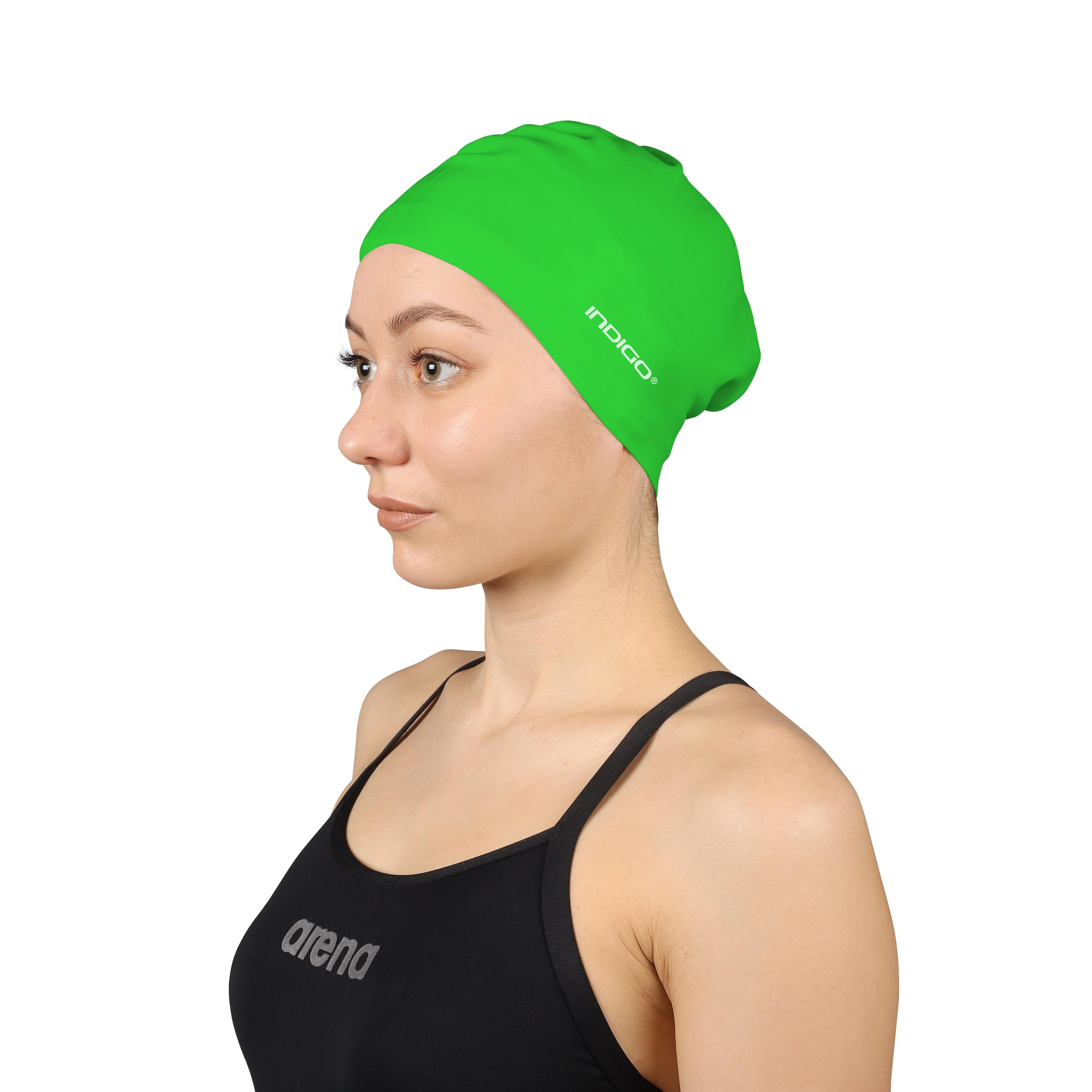 INDIGO Silicone Swimming Cap for Long Hair