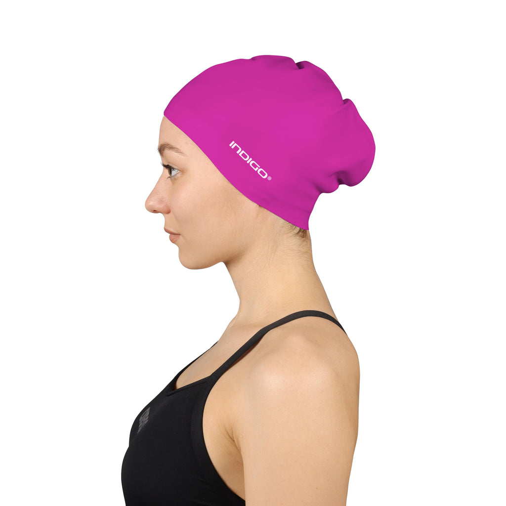 INDIGO Silicone Swimming Cap for Long Hair