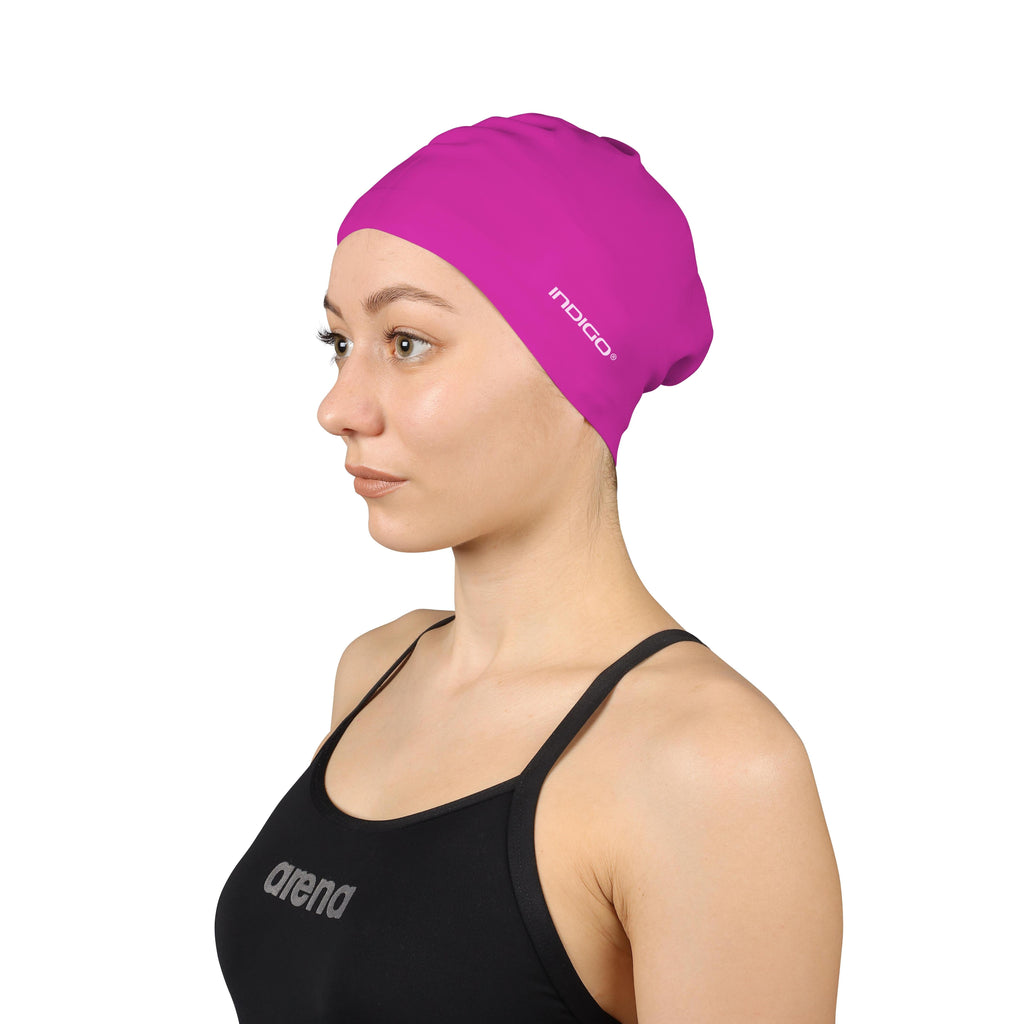 INDIGO Silicone Swimming Cap for Long Hair