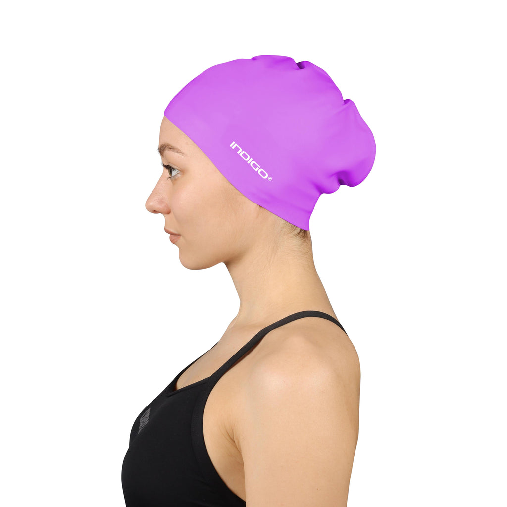 INDIGO Silicone Swimming Cap for Long Hair