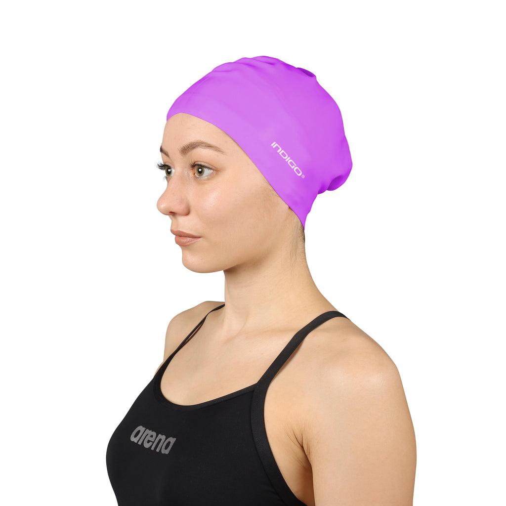 INDIGO Silicone Swimming Cap for Long Hair