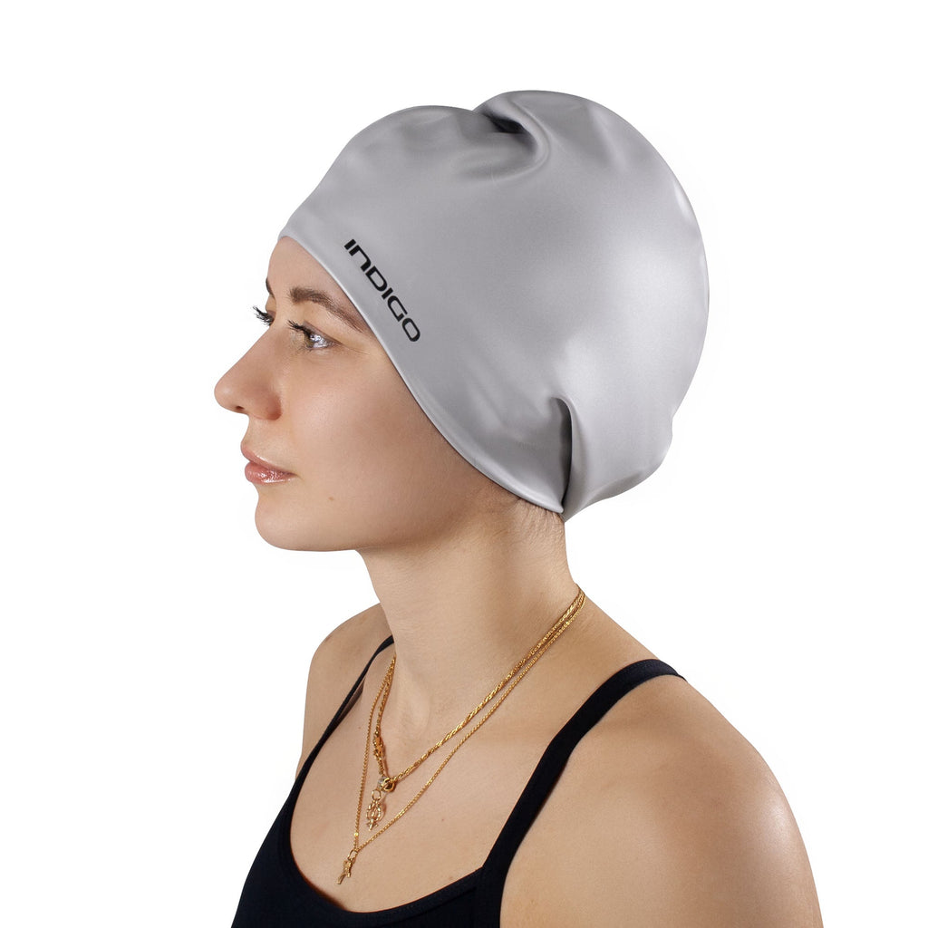Indigo Extra Large Silicone Swimming Cap for Long Hair