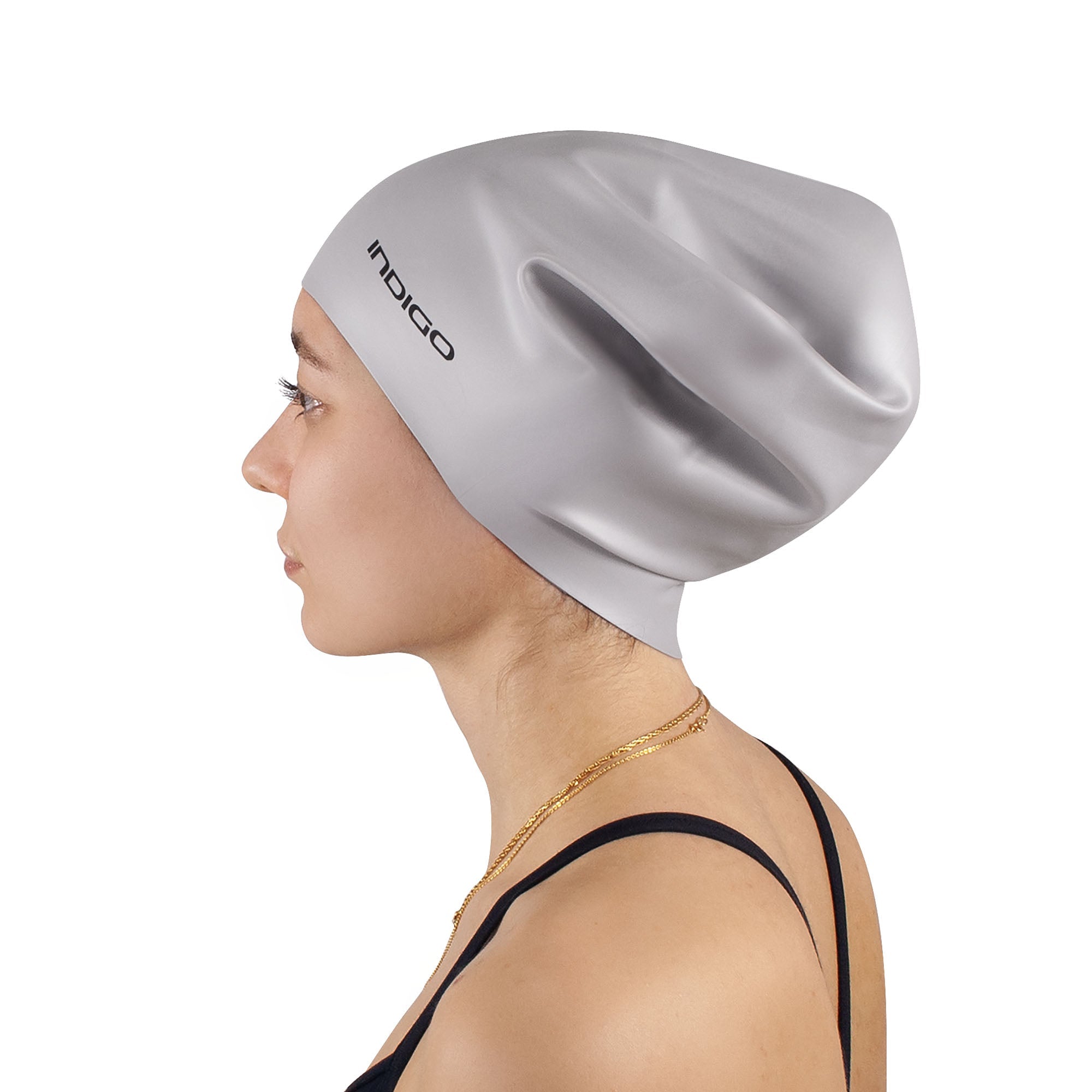 Indigo Extra Large Silicone Swimming Cap for Long Hair