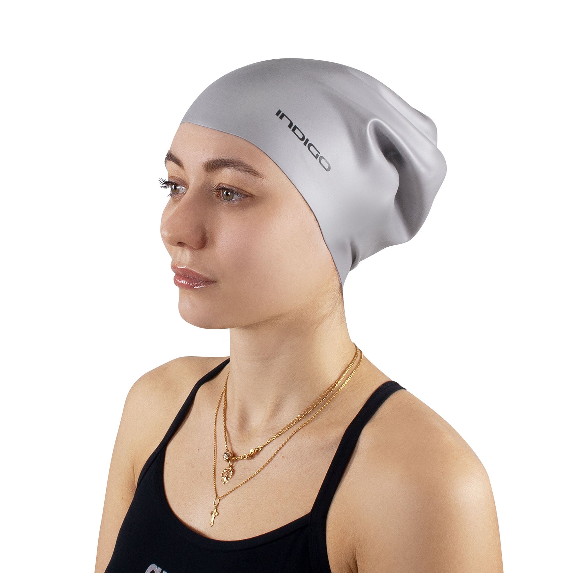 Indigo Extra Large Silicone Swimming Cap for Long Hair