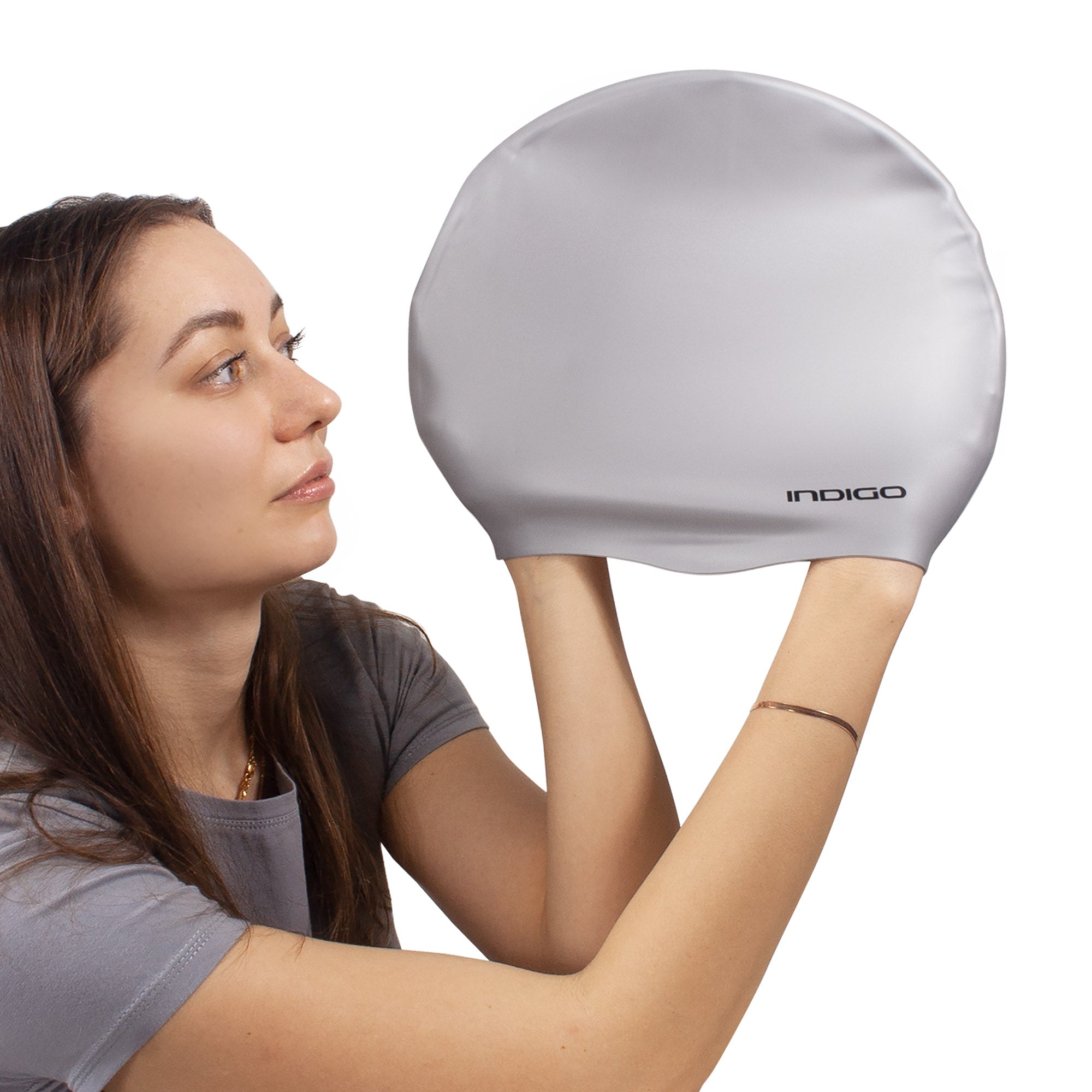 Indigo Extra Large Silicone Swimming Cap for Long Hair