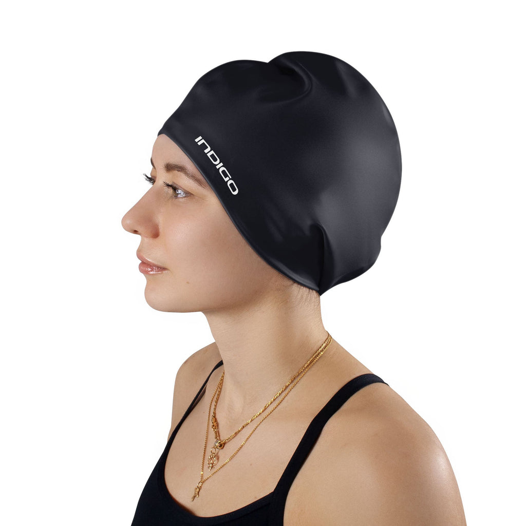Indigo Extra Large Silicone Swimming Cap for Long Hair