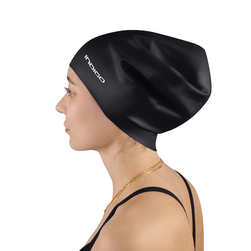 Indigo Extra Large Silicone Swimming Cap for Long Hair