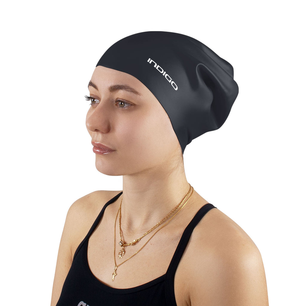 Indigo Extra Large Silicone Swimming Cap for Long Hair