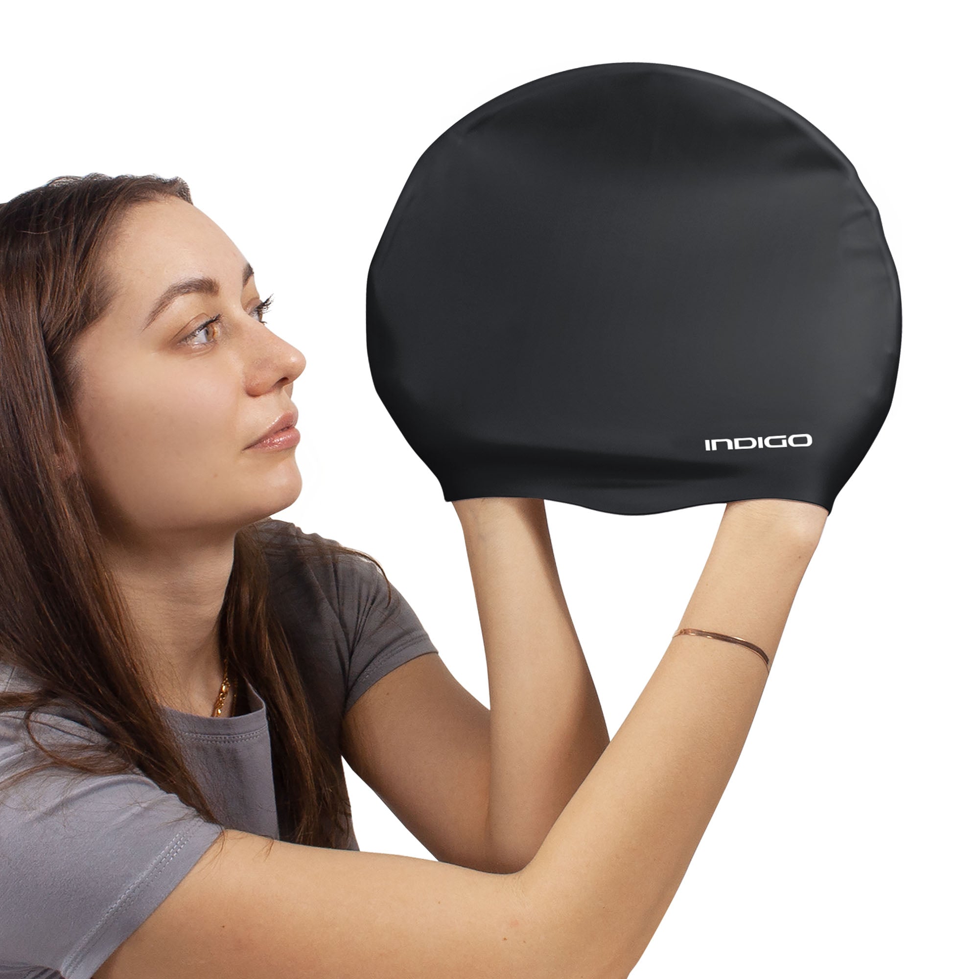 Indigo Extra Large Silicone Swimming Cap for Long Hair