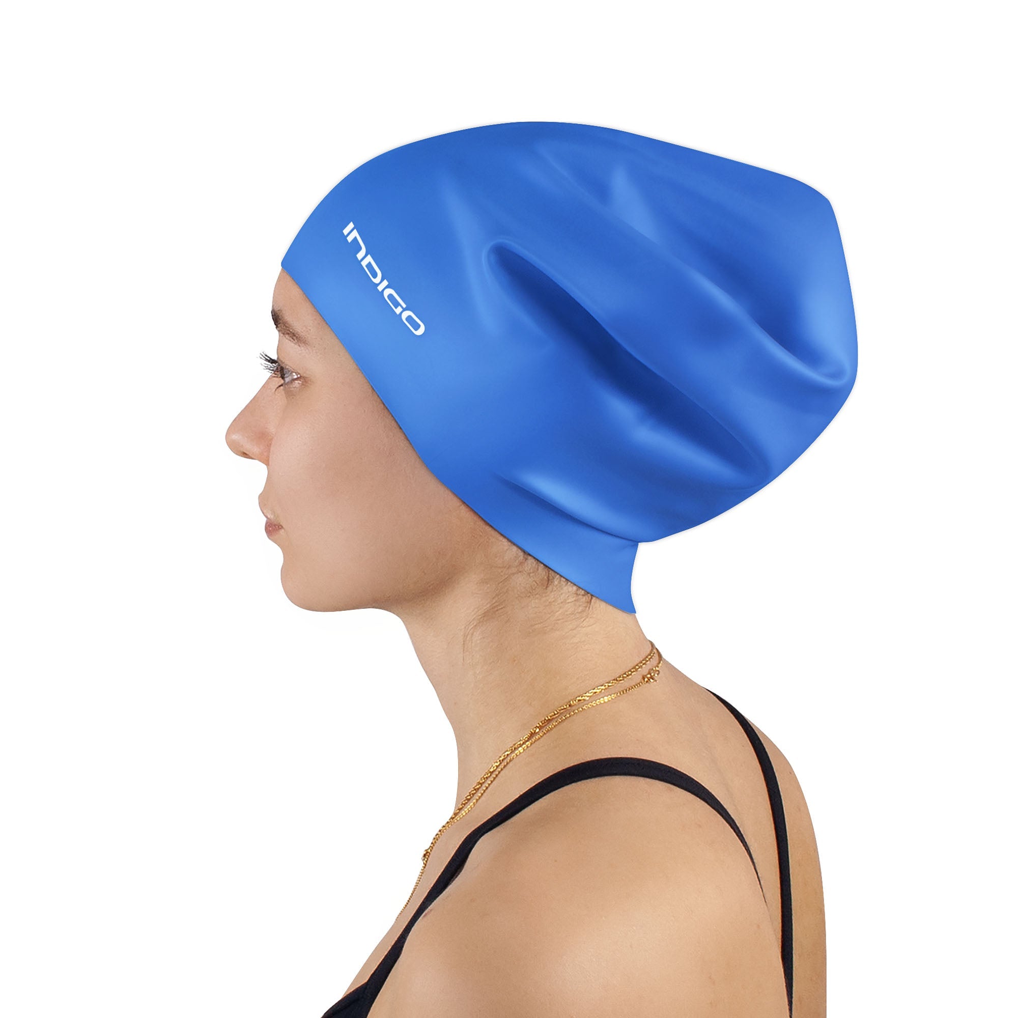 Indigo Extra Large Silicone Swimming Cap for Long Hair