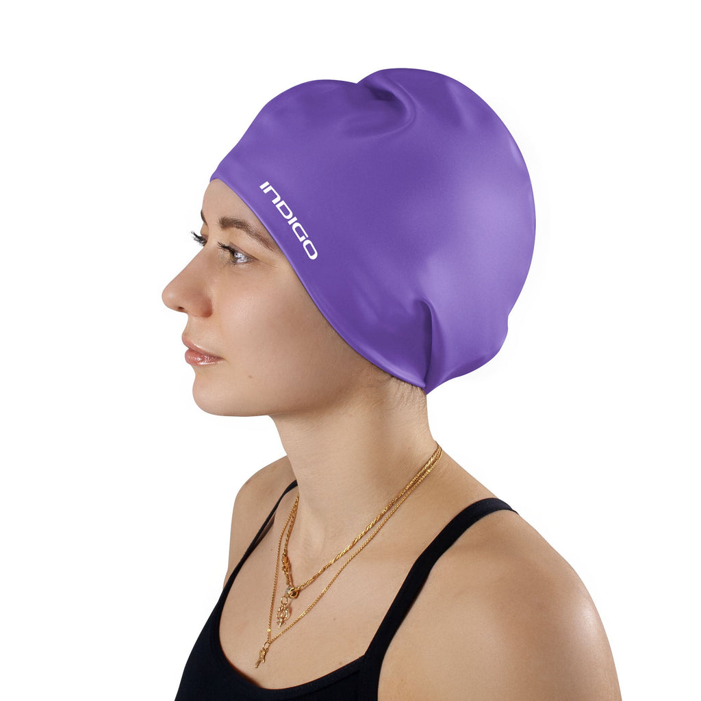 Indigo Extra Large Silicone Swimming Cap for Long Hair