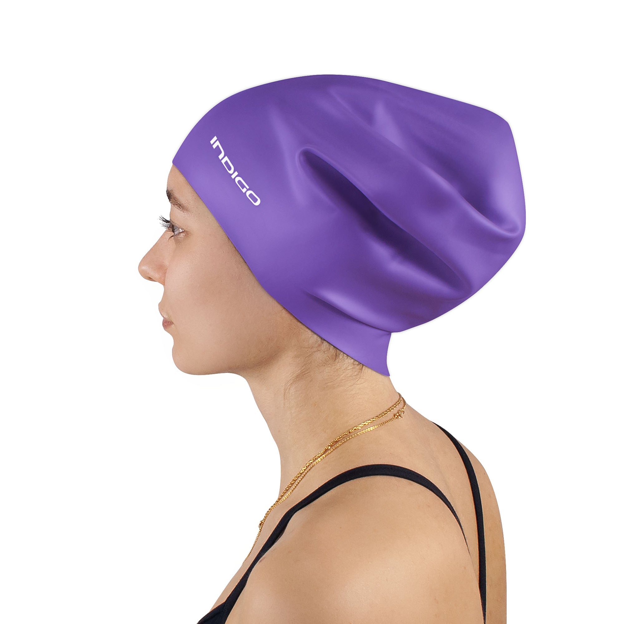 Indigo Extra Large Silicone Swimming Cap for Long Hair