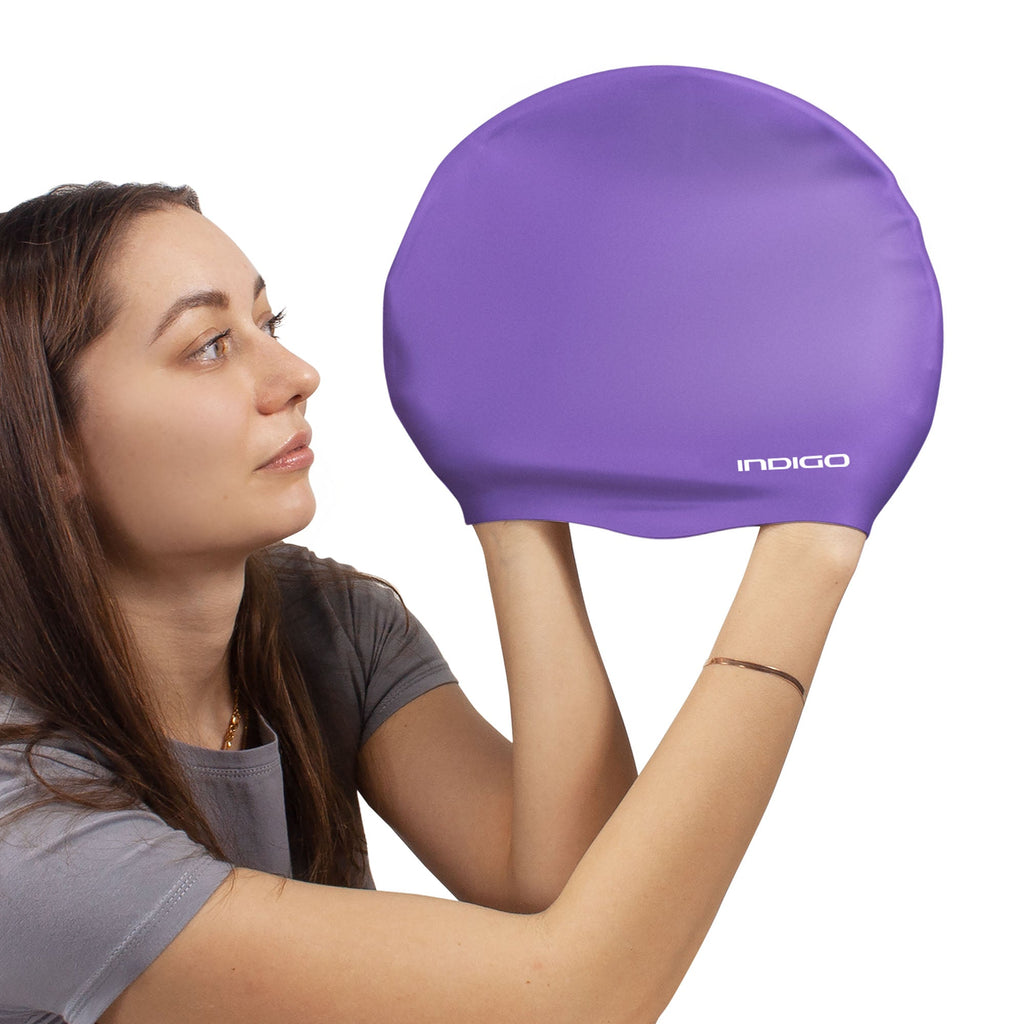 Indigo Extra Large Silicone Swimming Cap for Long Hair