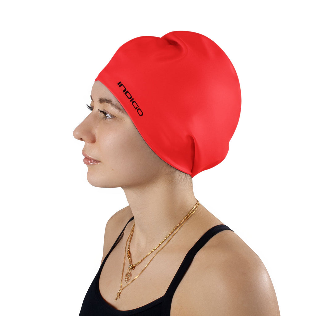 Indigo Extra Large Silicone Swimming Cap for Long Hair