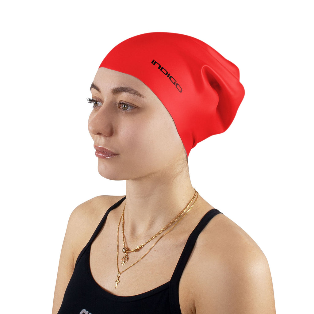 Indigo Extra Large Silicone Swimming Cap for Long Hair
