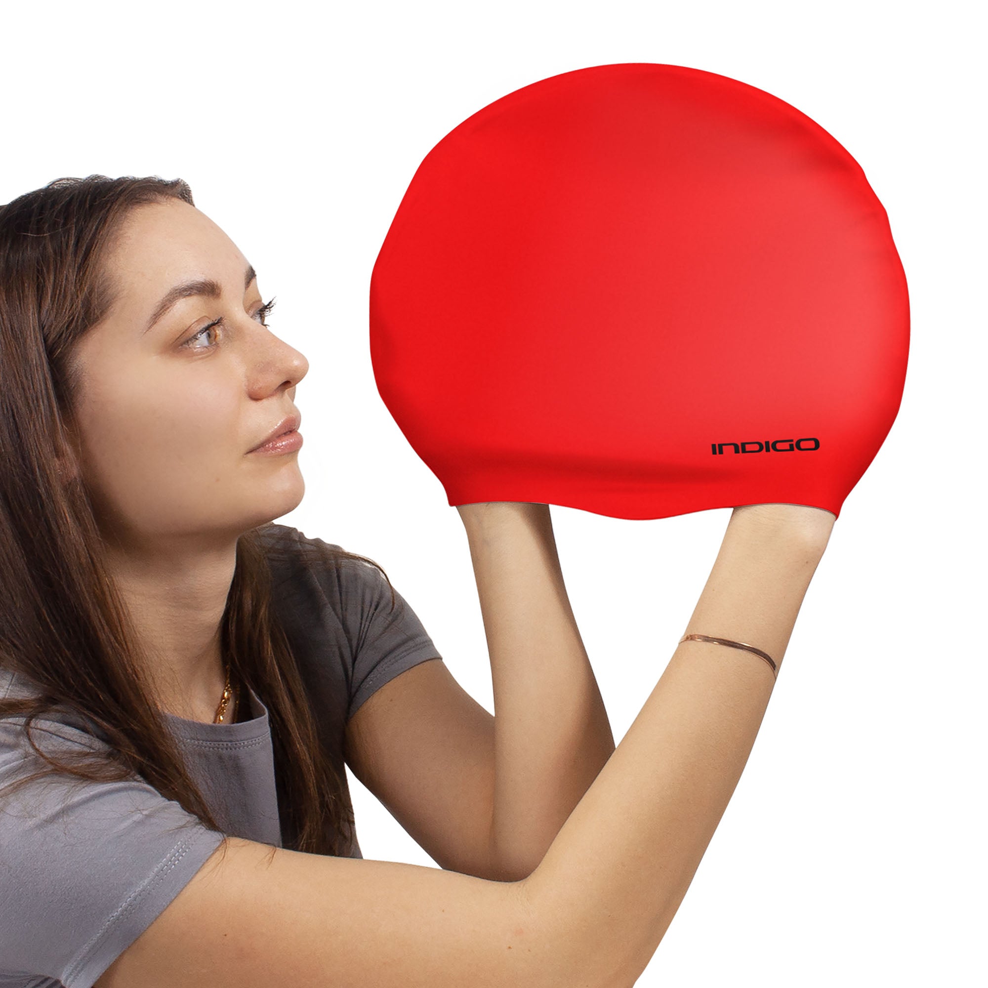 Indigo Extra Large Silicone Swimming Cap for Long Hair