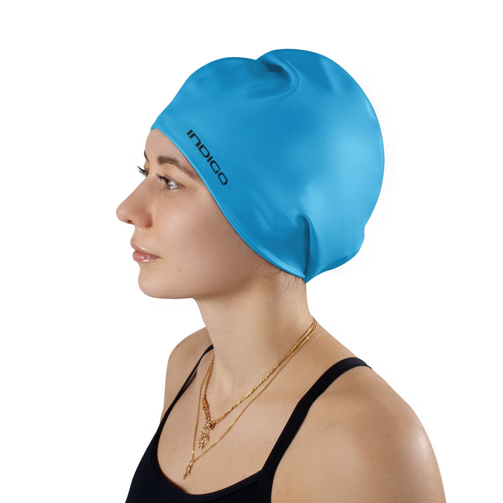 Indigo Extra Large Silicone Swimming Cap for Long Hair