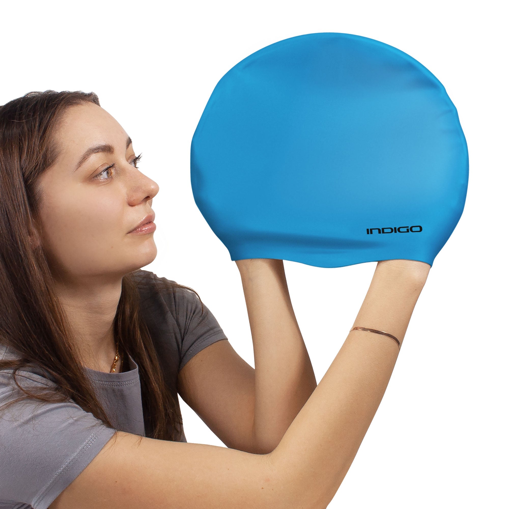 Indigo Extra Large Silicone Swimming Cap for Long Hair