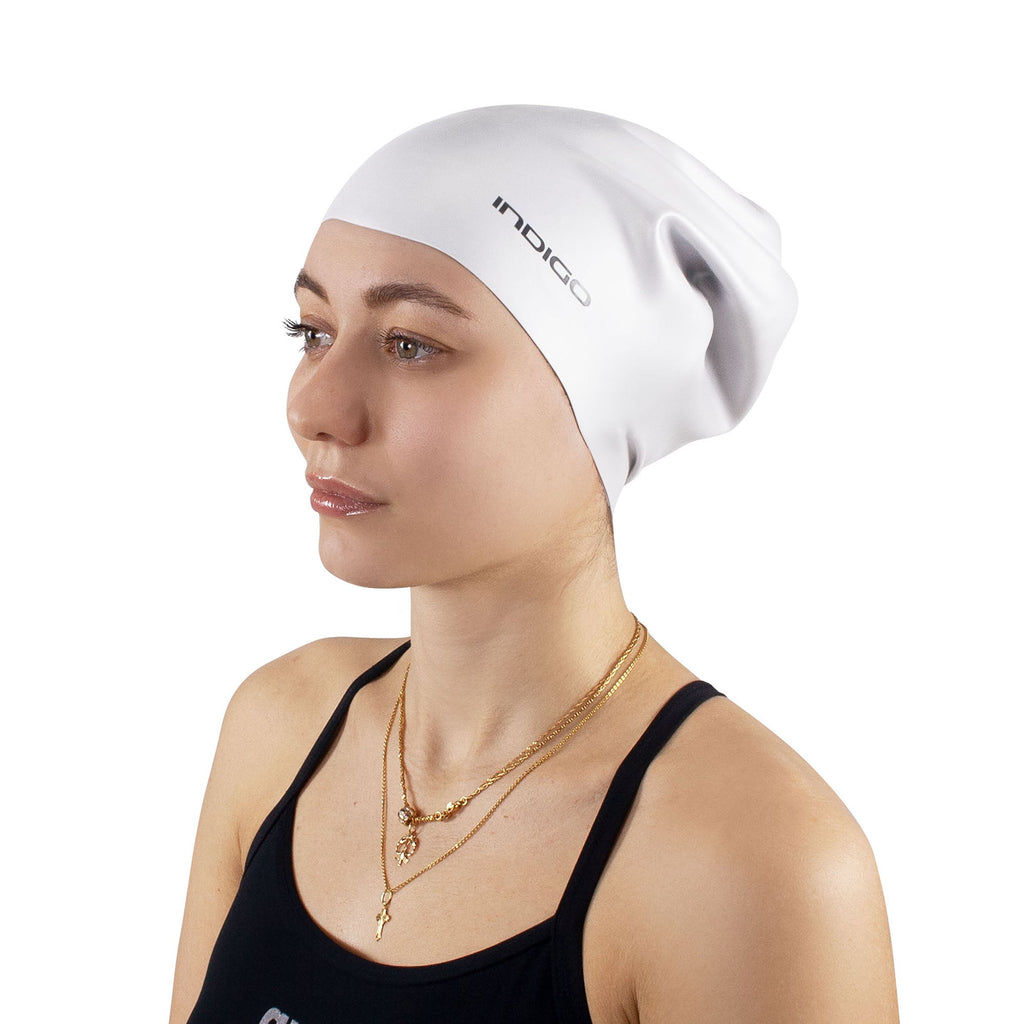 Indigo Extra Large Silicone Swimming Cap for Long Hair