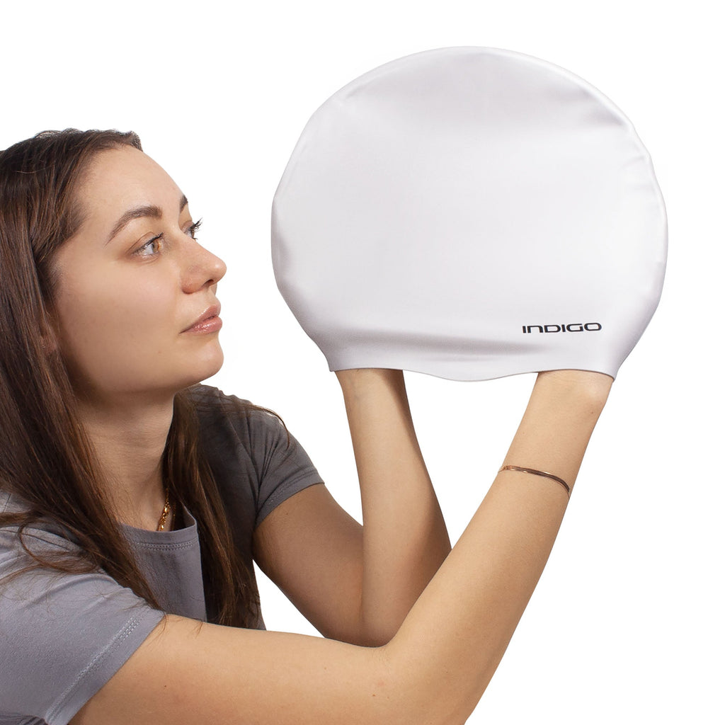 Indigo Extra Large Silicone Swimming Cap for Long Hair