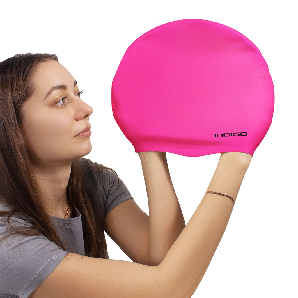 Indigo Extra Large Silicone Swimming Cap for Long Hair